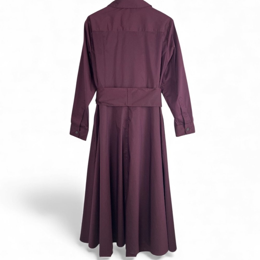 PARI PASSU Burgundy/Bordeaux Poplin Cotton Shirt Dress | 22 - NWOT! - Picture 2 of 8